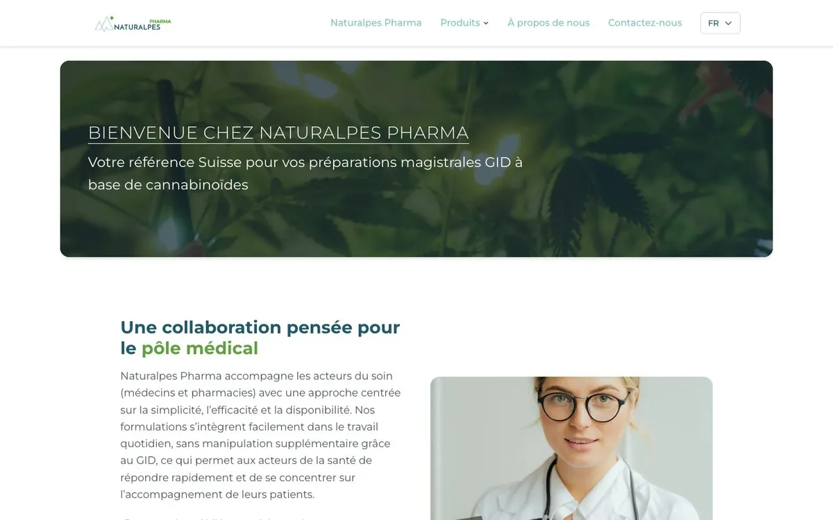 Page d’accueil du site Naturalpes Pharma